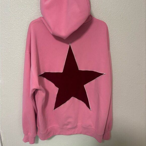 Aelfric Eden Oversized Pink Hoodie with Red Star Design Medium Streetwear - Picture 1 of 8